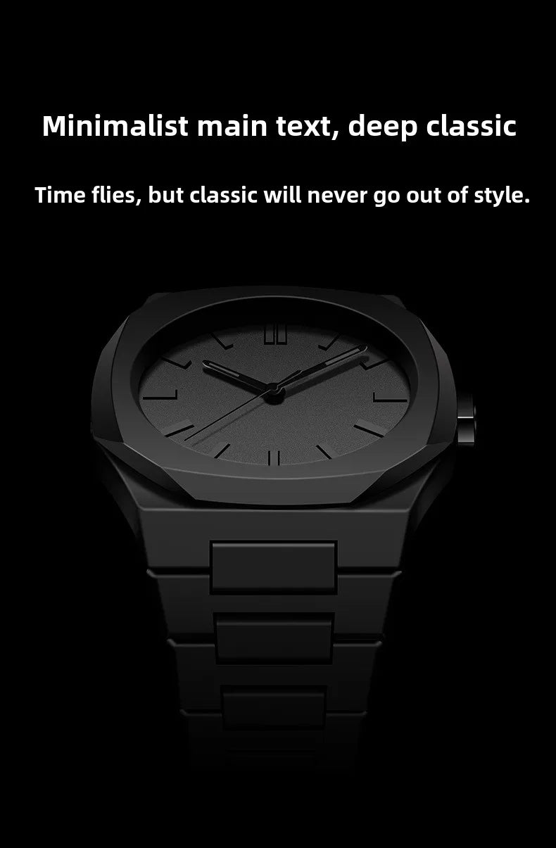 Fashionable Black and White Men's Exquisite Business Waterproof Quartz Watch