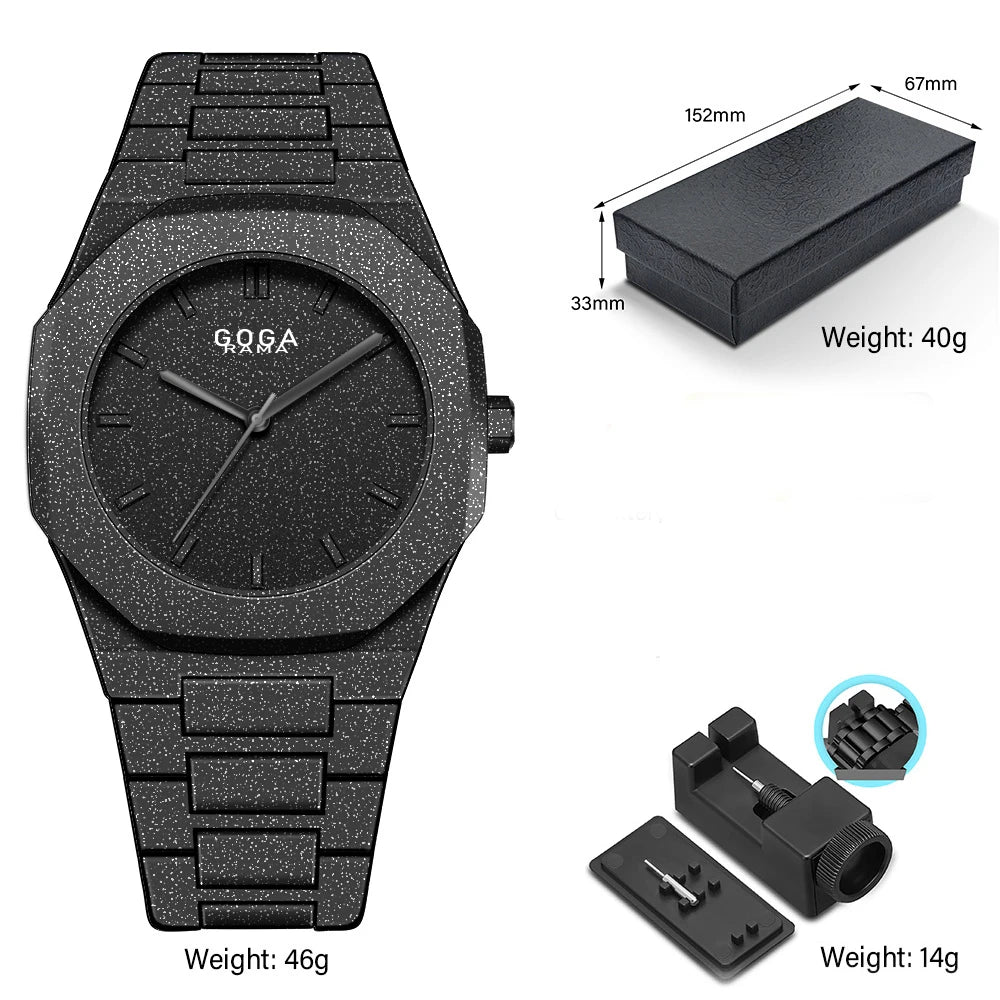 Fashionable Black and White Men's Exquisite Business Waterproof Quartz Watch