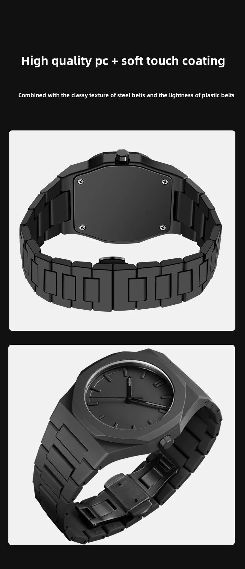 Fashionable Black and White Men's Exquisite Business Waterproof Quartz Watch
