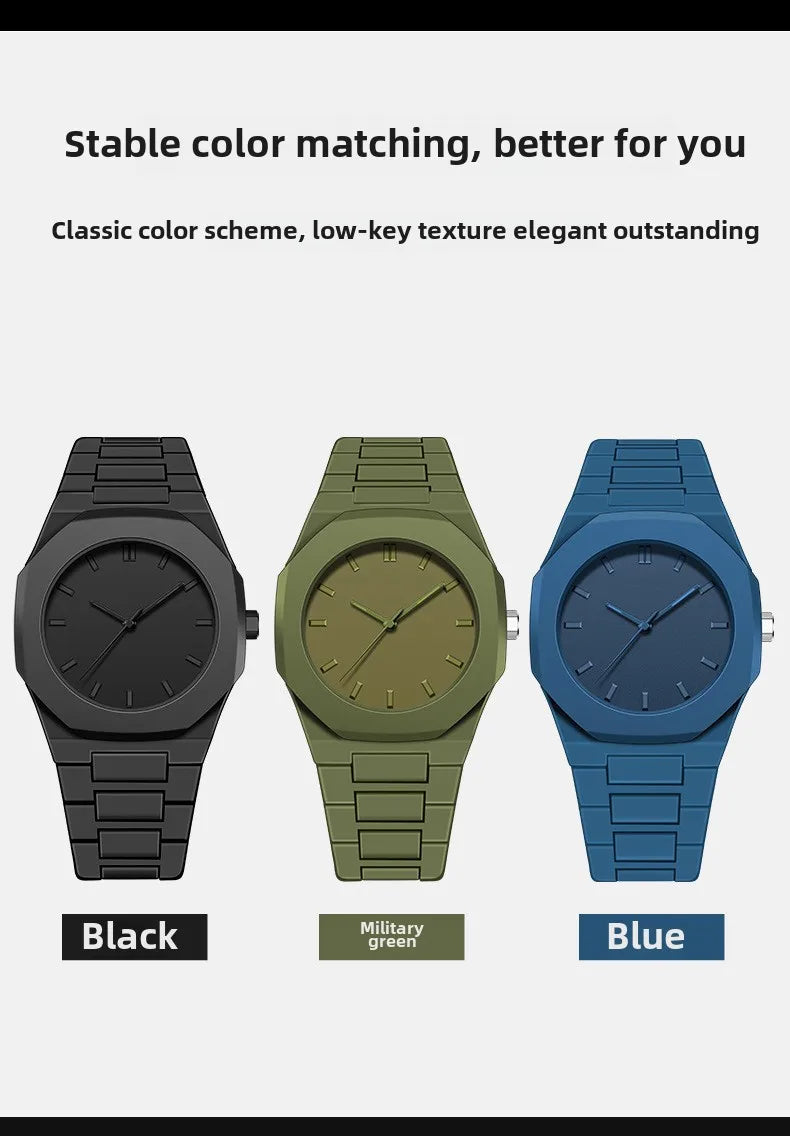 Fashionable Black and White Men's Exquisite Business Waterproof Quartz Watch