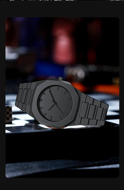 Fashionable Black and White Men's Exquisite Business Waterproof Quartz Watch