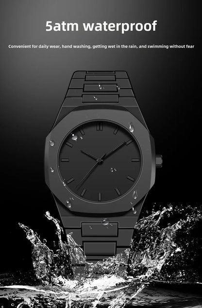 Fashionable Black and White Men's Exquisite Business Waterproof Quartz Watch